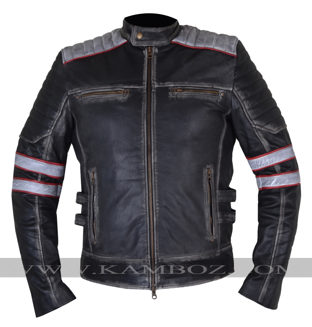 Vintage Distressed Leather Jacket V2 Black