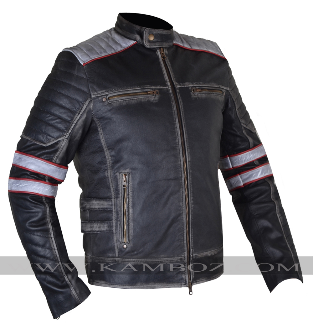 Vintage Distressed Leather Jacket V2 Black - Image 3