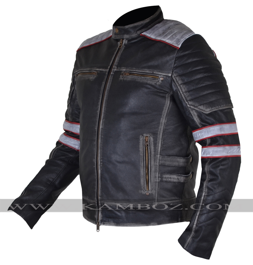 Vintage Distressed Leather Jacket V2 Black - Image 4