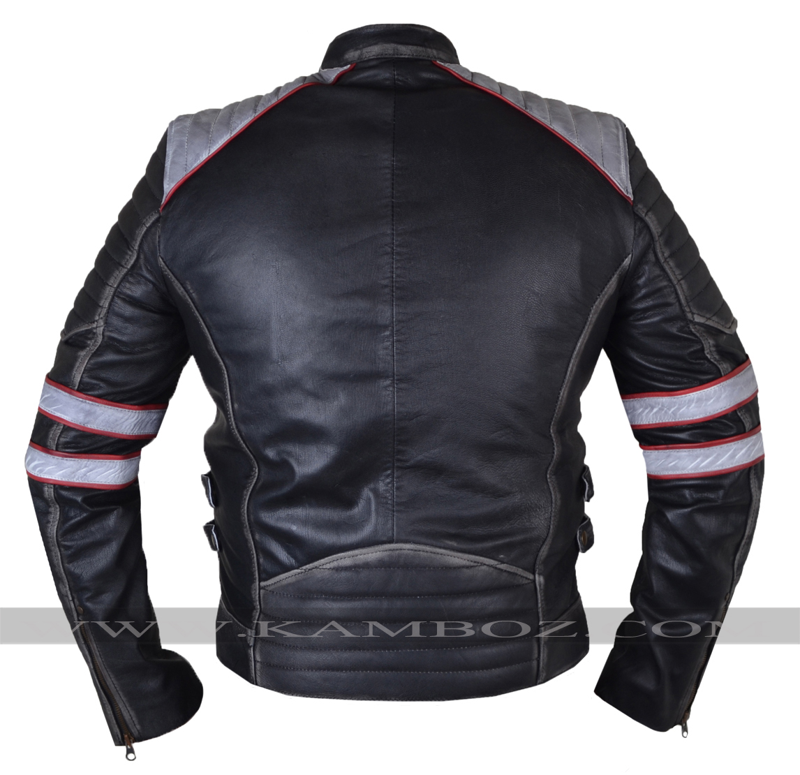 Vintage Distressed Leather Jacket V2 Black - Image 2